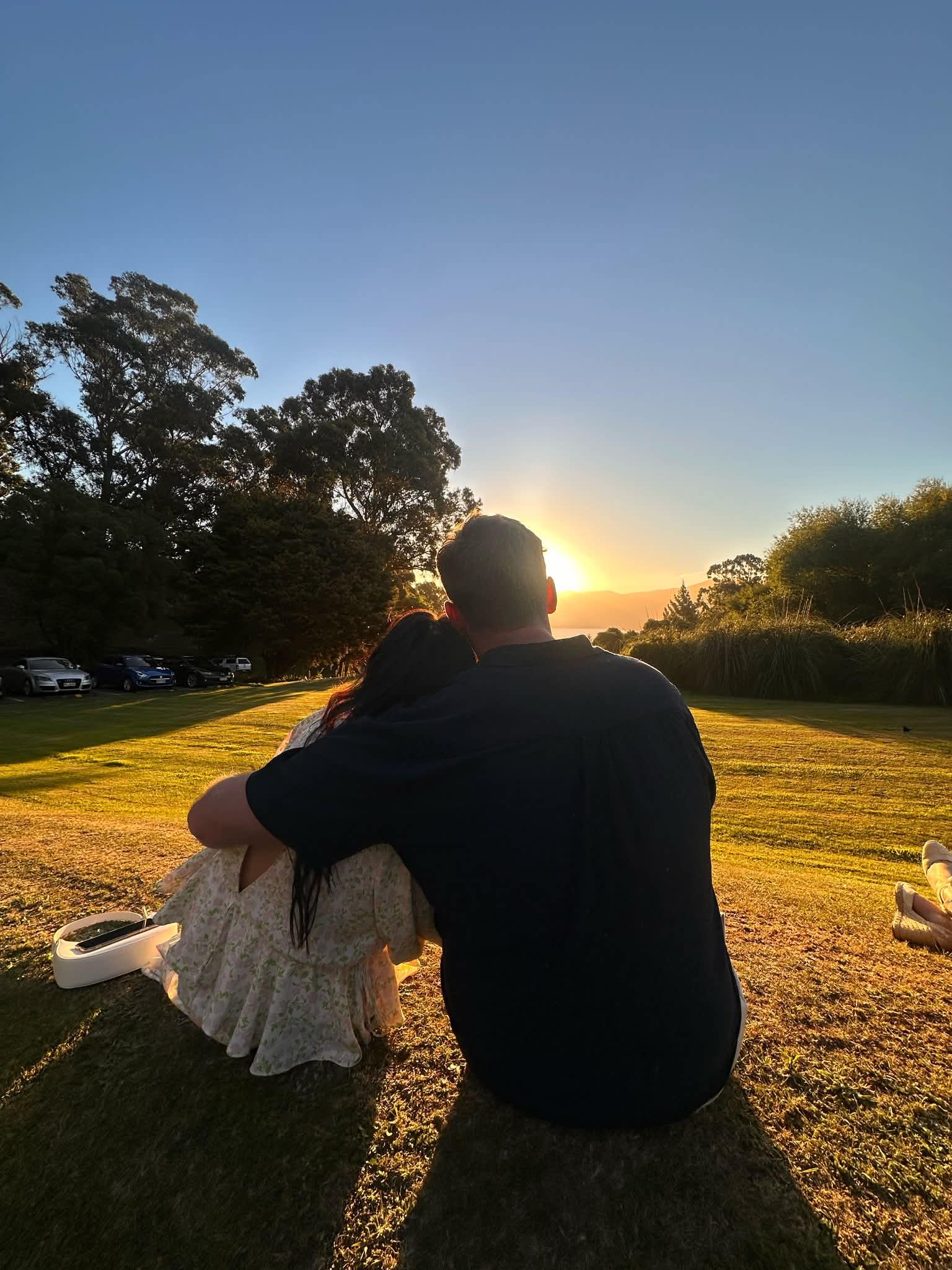 Amy and Duncan watching the sunset