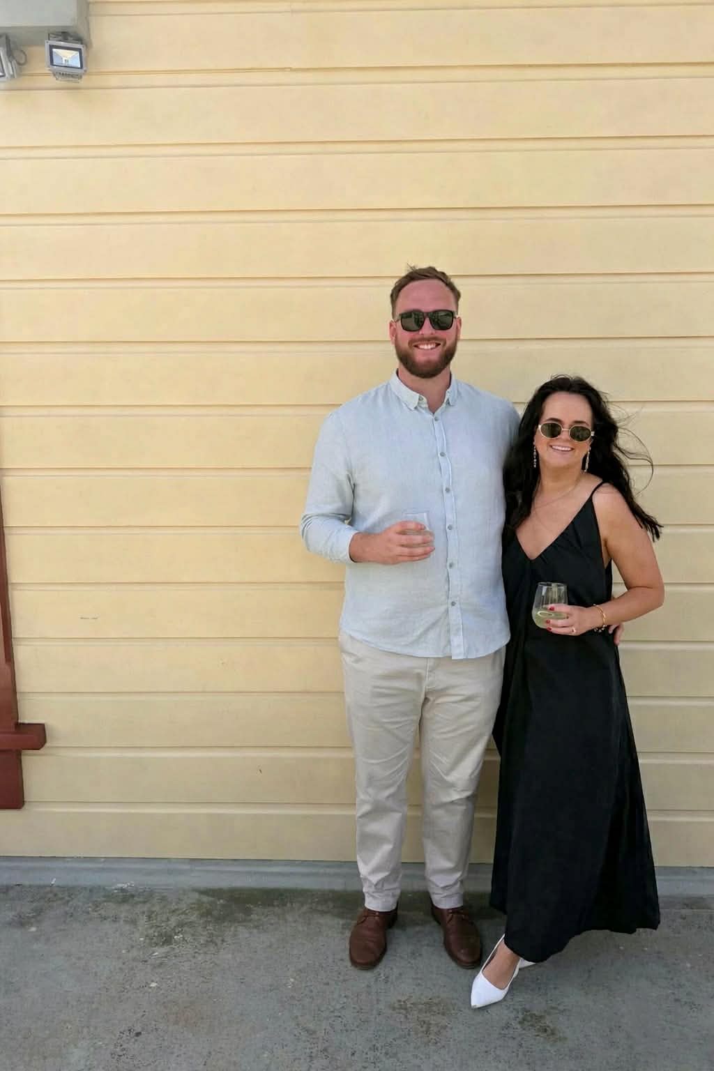 Amy and Duncan dressed up for a celebration